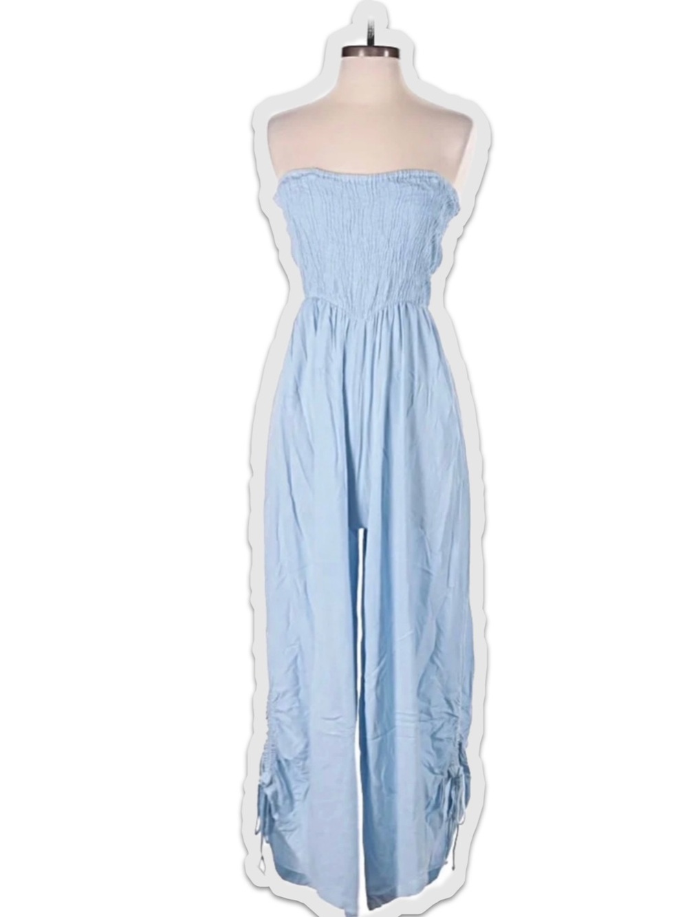 Light Blue Woman’s ' One-Piece Jumpsuit - Casual Spaghetti Strap